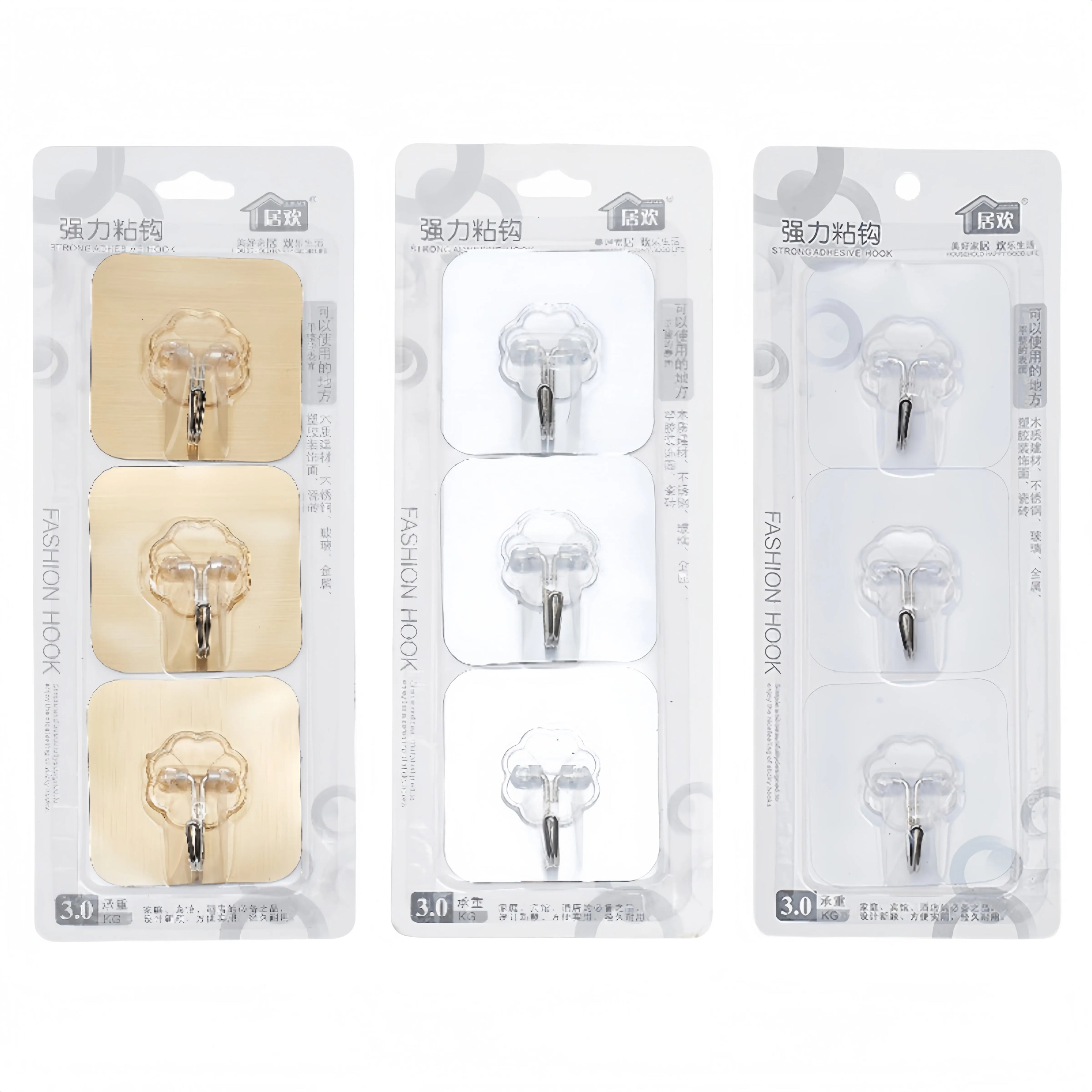 3PCS Hooks Transparent Strong Self Adhesive Door Wall Hangers Hooks Suction Heavy Load Rack Cup Sucker for Kitchen Bathroom