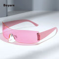 Boyarn Y2k Punk Rimless Luxury Brand Women Sun Glasses UV400 Custom Logo Men Vintage One Piece Fashion Sunglasses Gafas De Sol