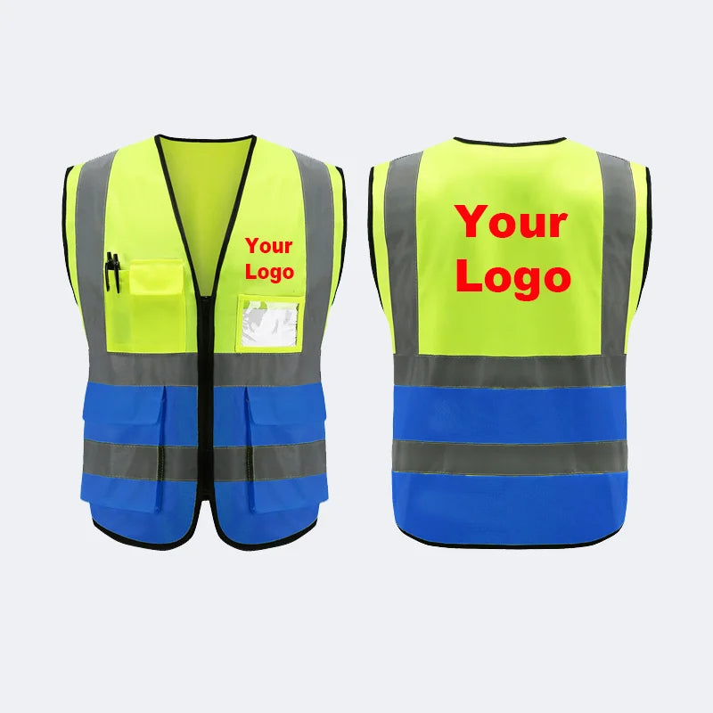 High Visibility Running Vest for Traffic & Construction Reflective Personal Safety Pockets for Outdoor Sports Work Men's Apparel