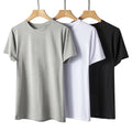 Men's O-Neck Casual Knitted T-Shirt Solid Summer Cotton Spandex Short Sleeve Plain Dyed T Shirts