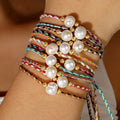 Go2boho Handmade Bohemian Geometric DIY Beaded Bracelets for Women Multi-Color Simple Gold Thread Woven Pearls Friendship Woven