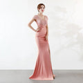 16025# Banquet Demure Atmosphere Long Slim-fit Fish Tail Temperament Hostess Evening Dress Female