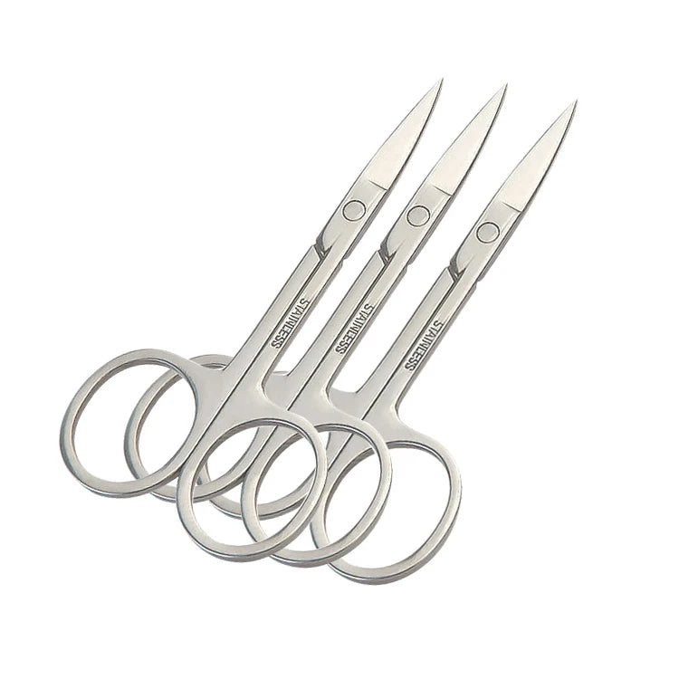 Professional Stainless Steel Eyelash Cutter Eyebrow Curved Scissors Beard Mustache Trimmer Scissors Makeup 100Pcs
