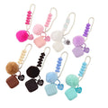 Plush Pearl Bracelet Keychain Lanyard Keychain Couple Fluffy Puff Ball Cell Phone Chain Pompom Pendant Keyring Strap