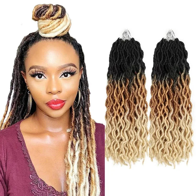 Wavy Gypsy Locs Crochet Hair Extensions Synthetic Fiber Solid and Ombre Color Gypsy Braiding Hair Extension Dreadlocks Faux Locs