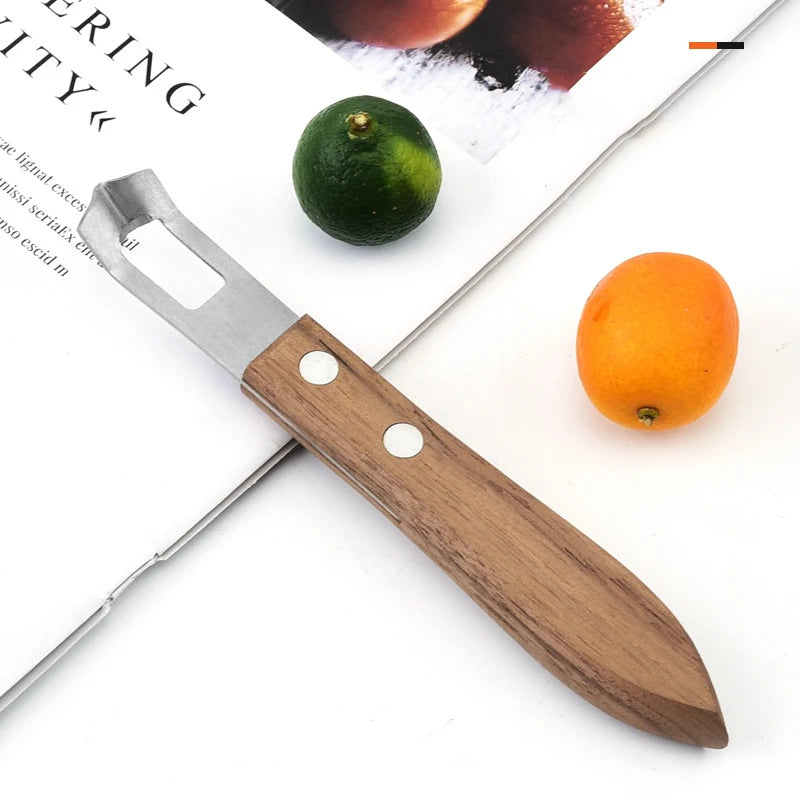 Dawneast Multifunctional Stainless Steel Kitchen Tool Wooden Handle Eco-Friendly Fruit Vegetable Peeler Lemon Grater Cheese