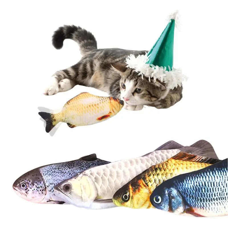 Interactive Electric Cat Fish Toy Eco-Friendly Cloth and Plastic Real Fish Movement Cartoon Style for Hours of Fun