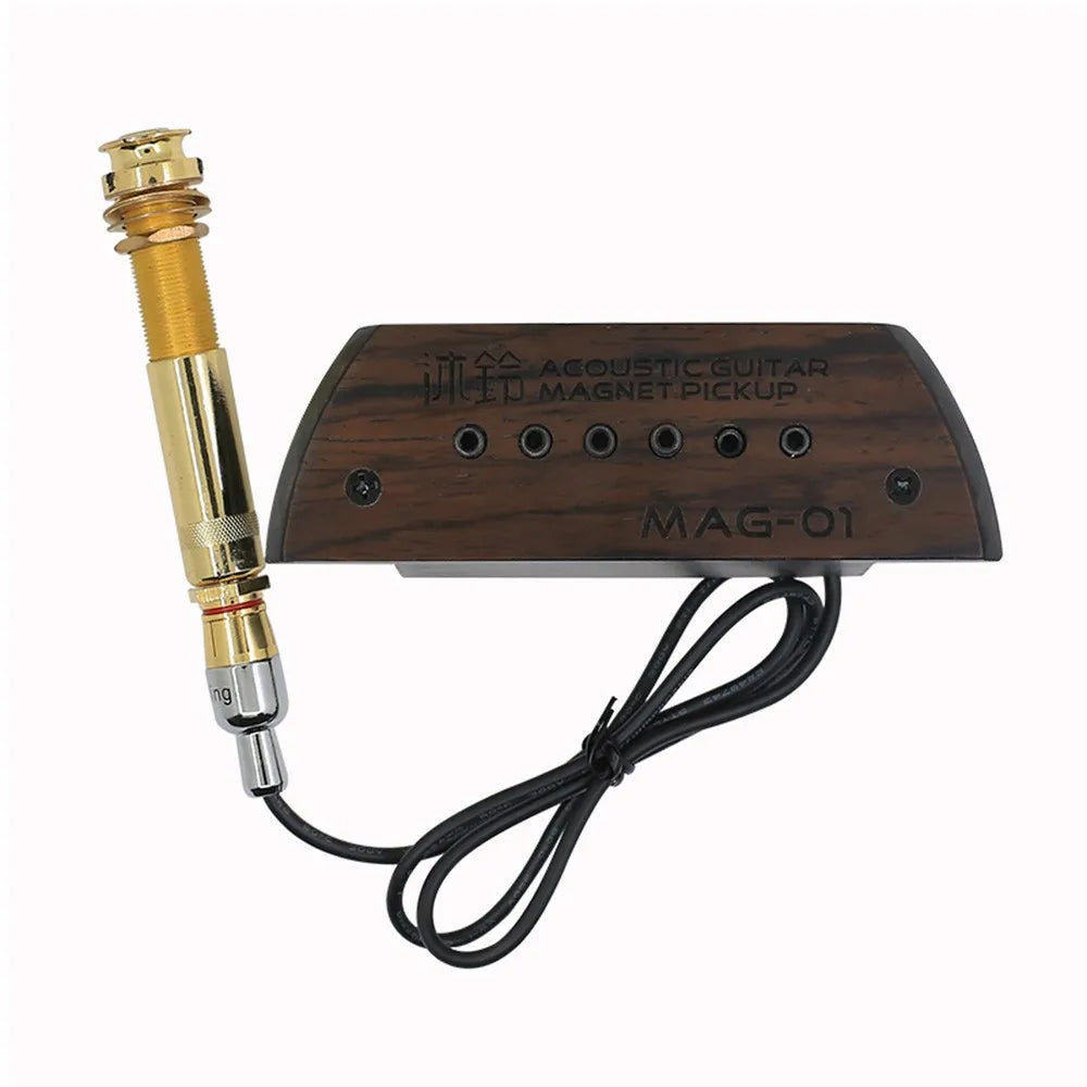 Guitar Passive Sound Hole Pickup Pick-up Transducer with 6.35mm Endpin Jack for Acoustic Folk Guitar