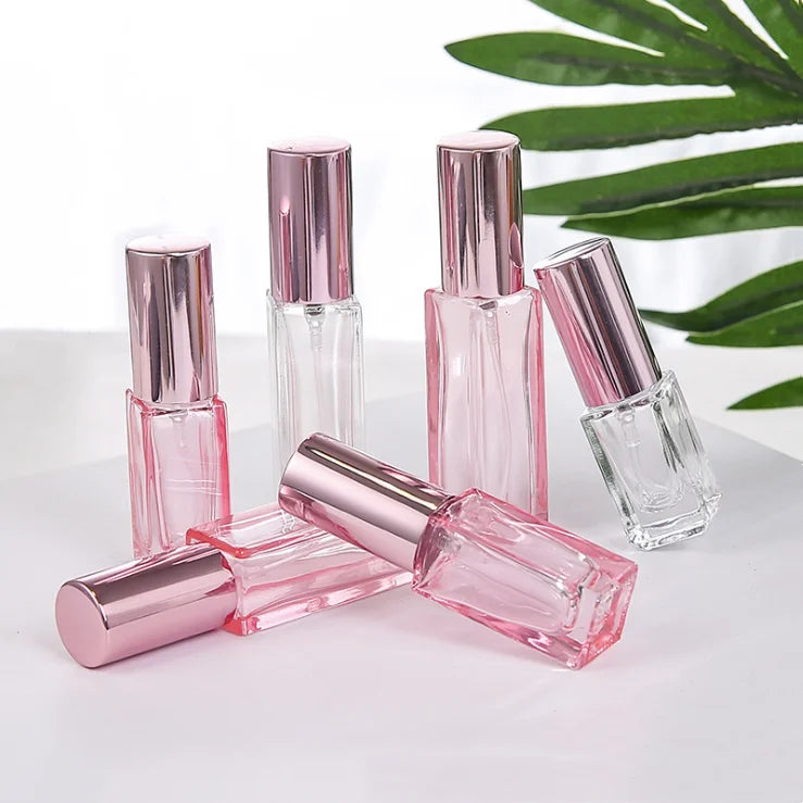 5ml 10ml 20ml 30ml Rose Gold Cosmetic Packaging Rectangle Fine Mist Glass Spray Bottle Perfume Atomizer