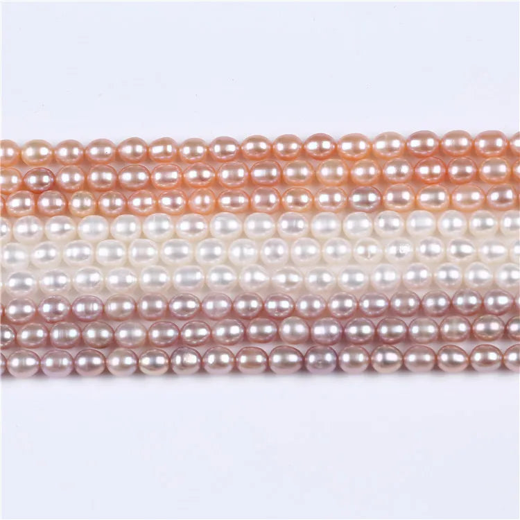 Natural Pearls Wholesale 5-6mm Rice Drop Freshwater Pearl Strands
