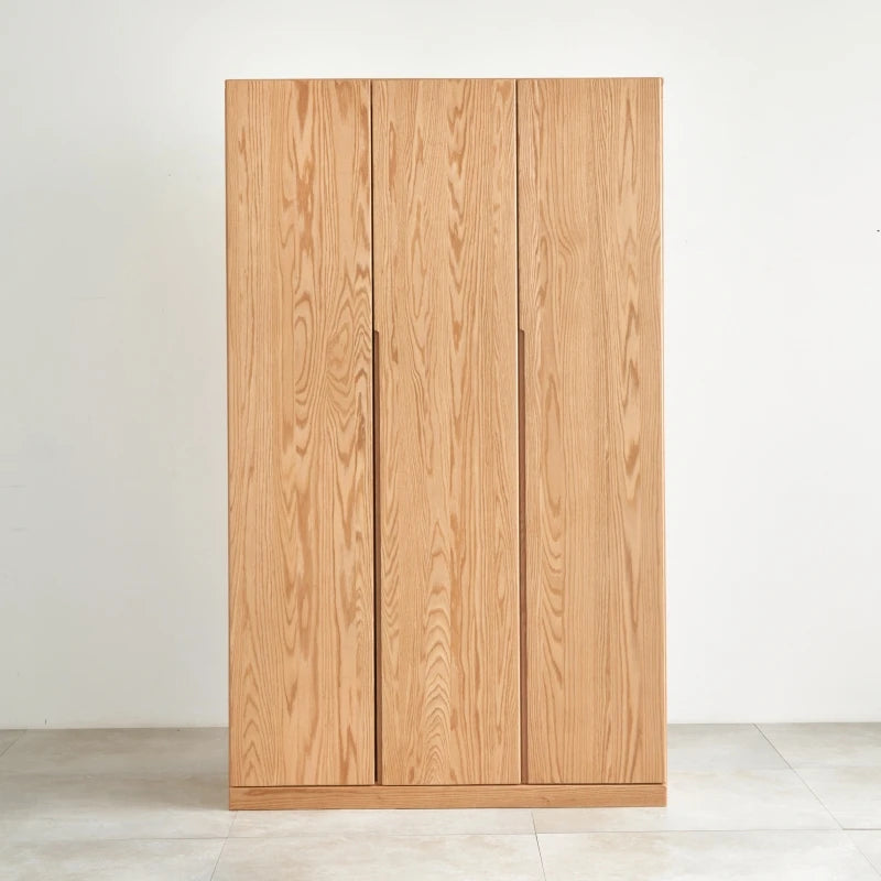 F8042 Simple Modern Solid Oak Wood 2-6 Doors Natural Black Walnut Color Minimalist Design Hotel & Apartment Bedroom Wardrobes