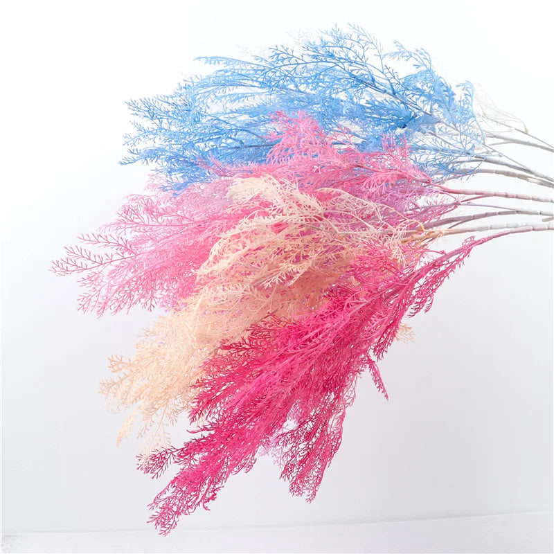 O-X274 Cheap Artificial Rim Grass Celery Rime Fog Grass Wholesale Simulation White Frost Grass 6 Branches Soft Rime Fog Flowers