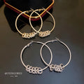 European and American Exaggerated Diamond Hoop Earrings Circle Ear Drop Luxury Wedding Full Rhinestone Silver Needle Earring