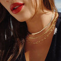 2022 Women's 18K Gold Plated Paper Clip Chain Necklace Long Link Stainless Steel Tennis Chain Choker for Wedding or Gift
