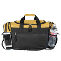 Black and Yellow Large Personalized Equipment Duffle Bags for Sports With Water Bottle Holder and Mesh Pocket