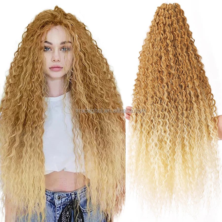 28 Inch Synthetic Afro Yaki Kinky Curly Ombre Marly Hair  Crochet Braiding  Extension Brazilian Crochet Hair