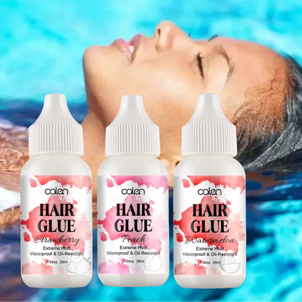 Private Label 38ML Strong Hold Waterproof Lace Glue for Wig Hair Extensions Peach Watermelon Strawberry Scents Adhesive Tool
