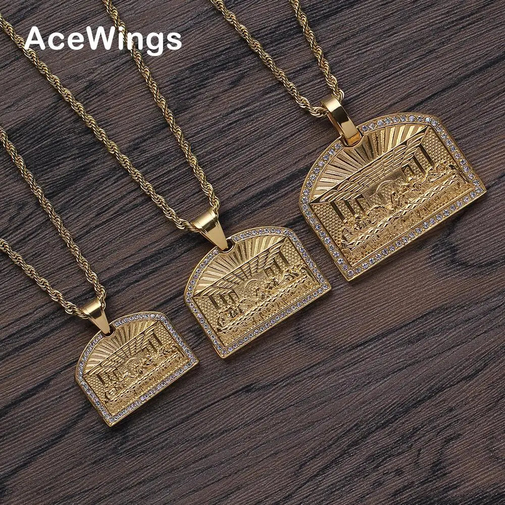 SN209 3 Sizes Stainless Steel Last Supper Pendant Jewelry  Necklace Hip Hop