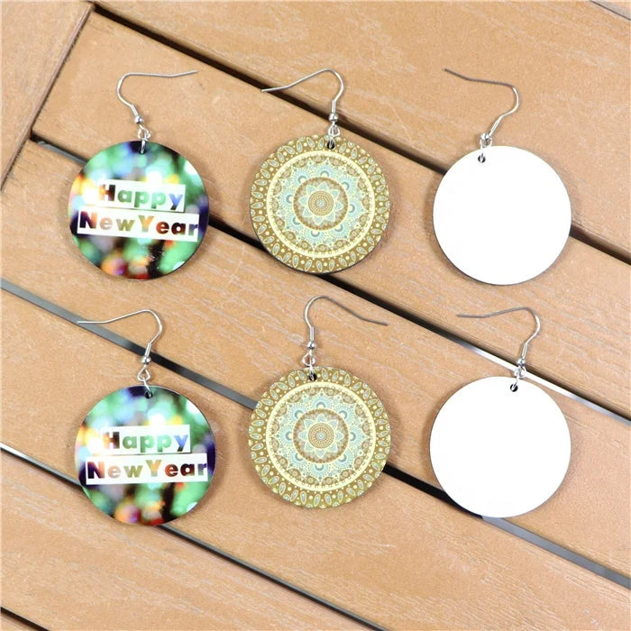 Personalized MDF Circle Printing Double Sided Sublimation Earring Blanks Made in Guangdong