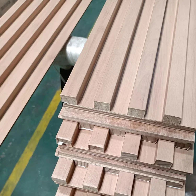 MUMU 3D Decor PVC Unique Design Ceiling Slat Interior Decoration Real Natural Wood Cladding Wall Panel