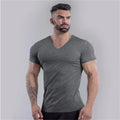 Training Fitness Clothing Spandex Muscle Dry Fit Running Workout Men Gym Sport Custom V-NECK  T Shirts