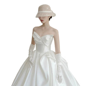 S6926F Drop Shipping 2023 New Bride White High -grade Satin Tube Top Tail Simple Party Gown Wedding Dress