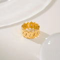 2024 Dazan New HOT INS Trendy 18k PVD Gold Plated Stainless Steel Minimalist Exquisite Wave Embossed Ring Luxury Women Jewelry