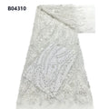CHOCOO Hot Selling African Embroidery Beads Bridal Lace Fabric Wedding Dress Material Tulle Sequin Beaded Lace Fabric With Pearl