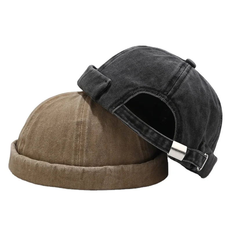 Adjustable Retro Washed Denim Beret Beanie Hat Male Hip Hop Melon Caps for Sports and Party Autumn Landlord Sailor Style