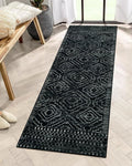 2x6 Moroccan Black Kitchen Runner Rug Non-Slip Bohemian Soft Bathroom Throw Mat Washable Geometric Carpet for Entryway
