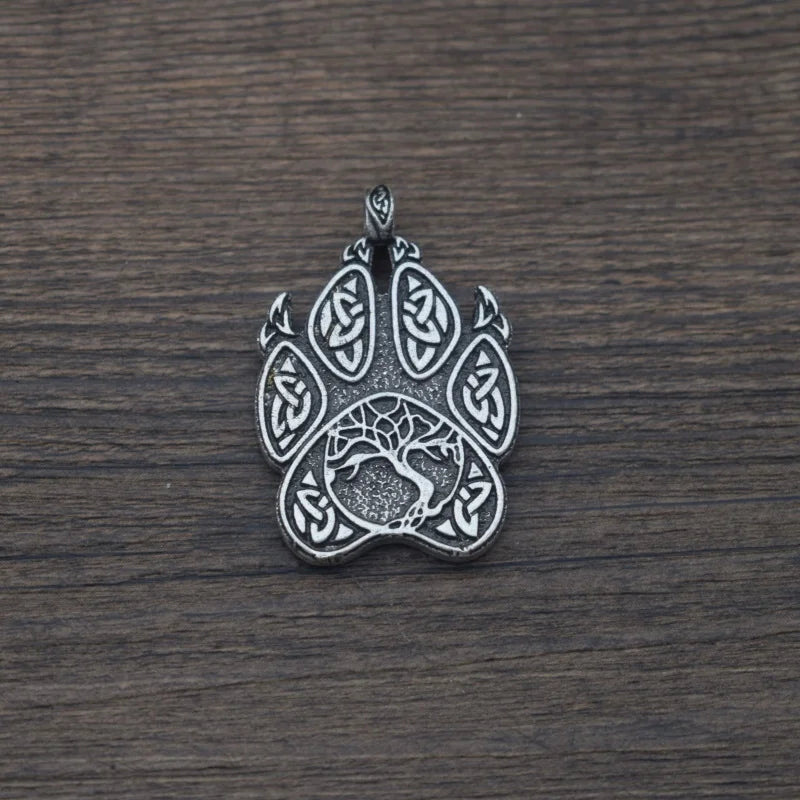 Tree of Life Bear Paw Print Charm Pendant for DIY Necklace Viking Amulet Jewelry