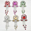 Fashion Jewelry Rhinestone Tassel Chain Brooches Silver Plated Crystal Teardrop Broach Pins Wedding Birthday Women Girls Gift