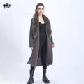 Janefur Wholesale Autumn Winter Cashmere Sweater Coat Robe Women Wool Long Cardigan With Belt