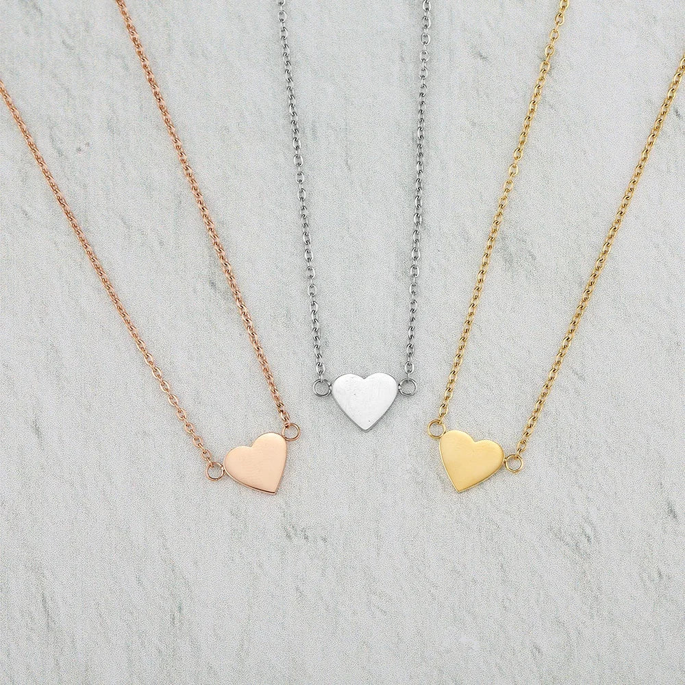 Pretty Love Fashion Choker Necklace with 1cm Delicate Heart Pendant Stainless Steel Chain Gift