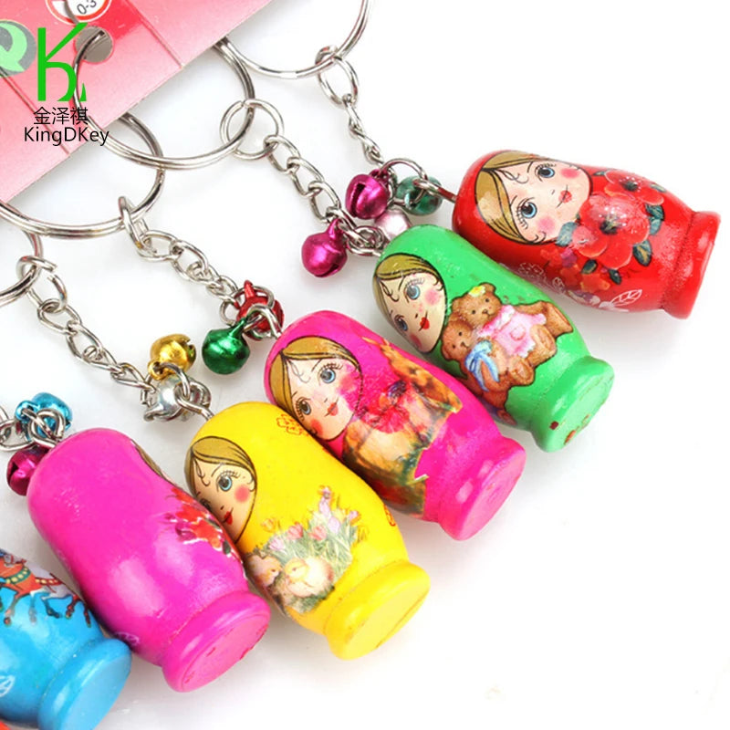 Personalized Wood Matryoshka Russian Doll Keyring Cute Russian Nesting Dolls Wooden Keychain for Decorative Souvenir Gift