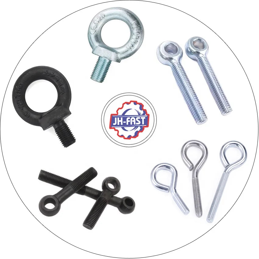 Custom Grade 8.8 M12 35mm Large Eye Bolt M8 M10 Carbon Steel Black Zinc Plated Galvanized Forged Swivel Lifting Eye Bolts Plain