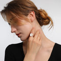 Freshwater Pearl Ring Retro Light S925 Full Body Sterling Silver Luxury Designer Poached Egg Petal Natural 925 Silver Jewelry