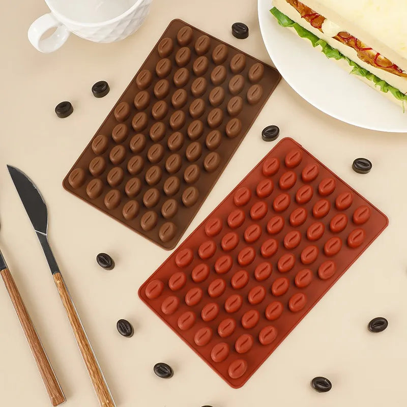 Wholesale Silicone Mold 55 Cavity Mini Coffee Beans Chocolate Sugar Candy Mold Cake Decor