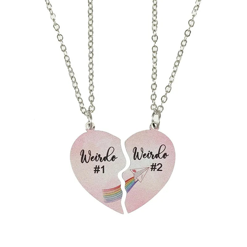 Wholesale 2pcs/Set Romantic Couple Necklace Stainless Steel Weirdo Pendent Necklace for Men Women Couple Jewelry