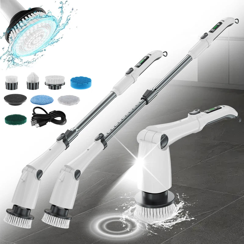 Hot Selling Cordless Electric Spin Scrubber Floor Scrubber Kitchen Bathroom Electric Cleaning Brush With 7 Replaceable Brushes MegaBDM
