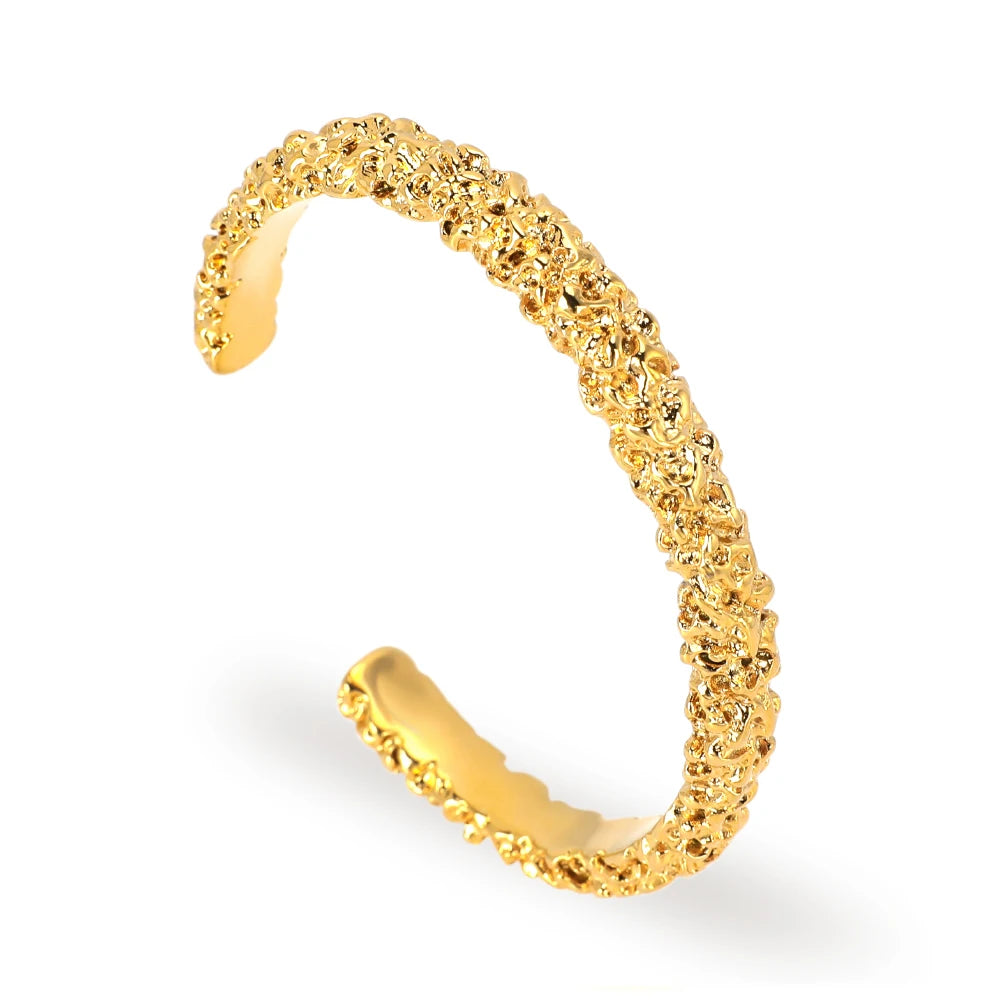 Women's Punk Open Cuff Bracelets Gold Color Armband Bangle Pearl Diamond Fashionable Copper Brass Jewelry Wedding Gift Girls