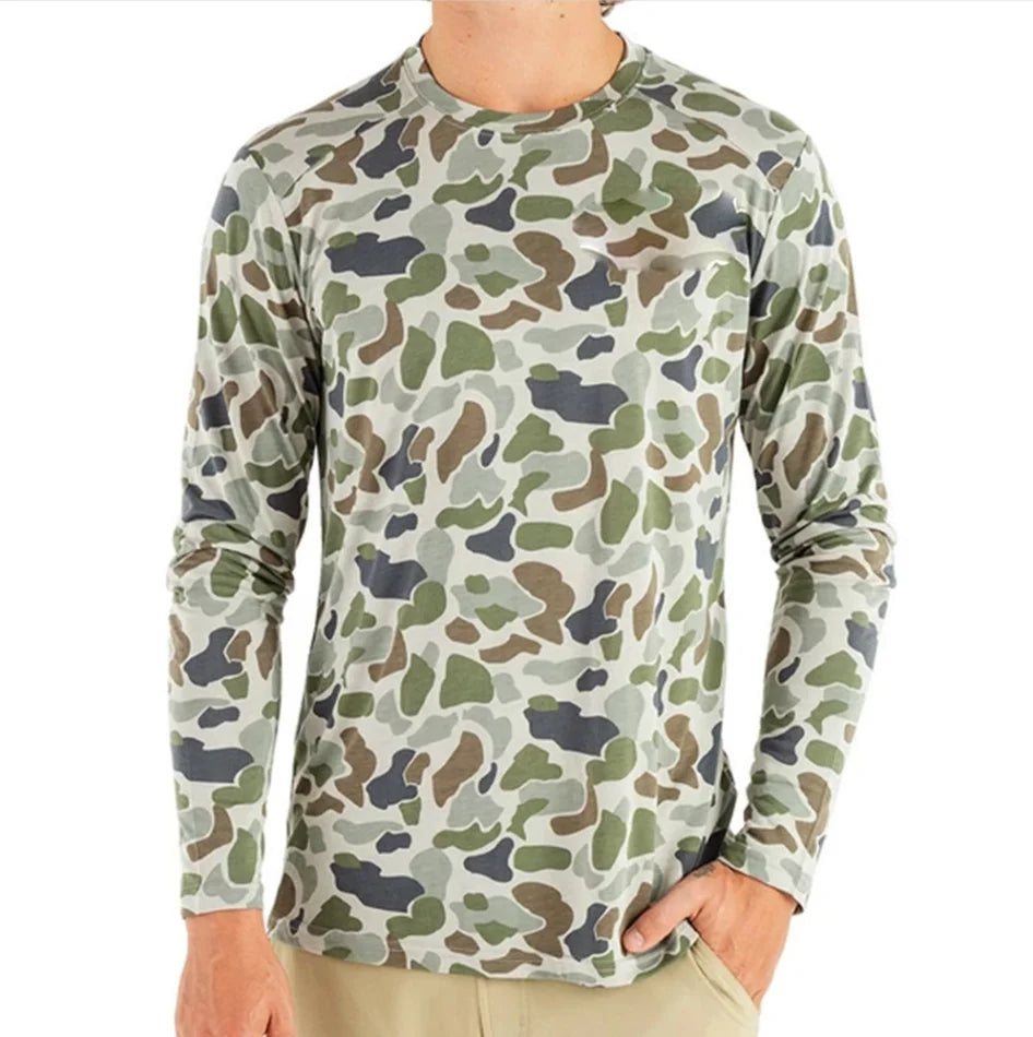 Top Sale Custom Camo Design Printing Windproof Quick-Drying Breathable Plus Size Long Sleeve Unisex Fishing Shirts UPF 50+