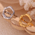 PVD Gold Plated Jewelry Hollow Out Stainless Steel Signet Ring Tarnish Free Statement Rings