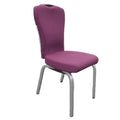 Rock-able Banquet Chairs Purple Fabric Upholstery and Silver Frame
