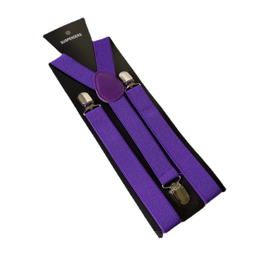 Wholesale Adult Mens 3 Clips Suspenders Elastic Adjustable Solid Color Formal Adjustable Braces Belt Suspenders