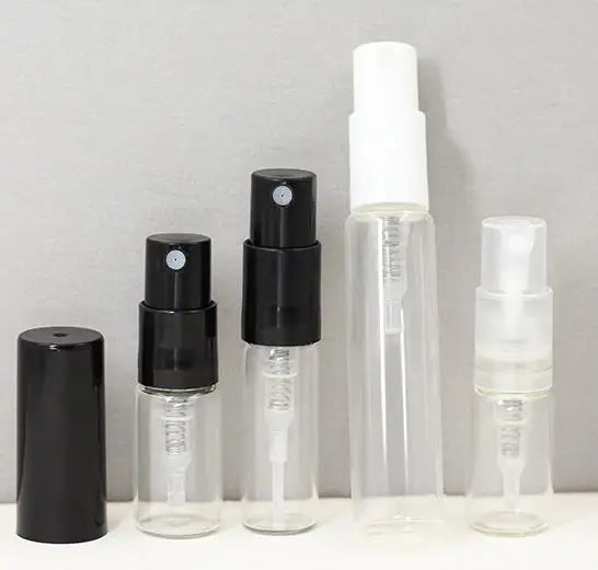 2ml 3ml 5ml Crimp Neck Black Atomizer Clear Portable Empty  Glass Vial Mini Perfume Sample Bottles