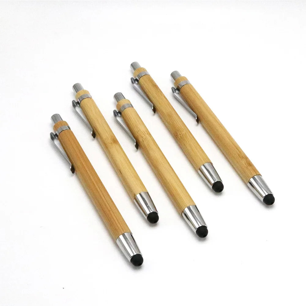 Touch Screen Bamboo Pen Office Writing Stationery Gift Advertising Ballpoint Pen Laser logo Bamboo Ballpoint Pen