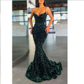 Spaghetti Straps Glitter Sequin Velvet Long Mermaid Evening Gowns Wedding Guest Dress Prom Dresses