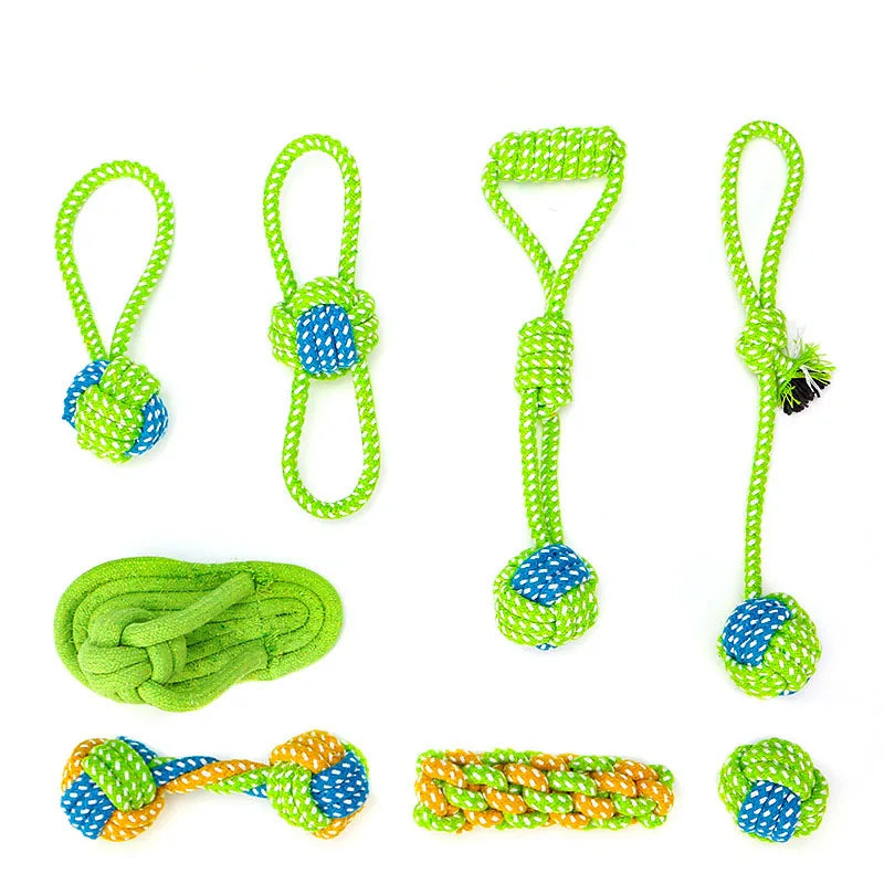 Cotton Rope Dog Tug of War Toy Green Cotton Rope Ball Dog Chew Toys