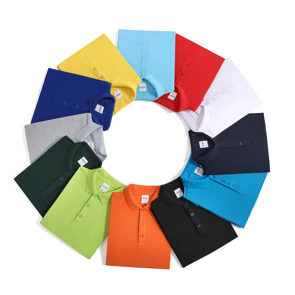 Factory Direct Customized Logo Printing for Polo T-Shirt Solid Pattern Golf Polos in 220 Gram Knitted Fabric